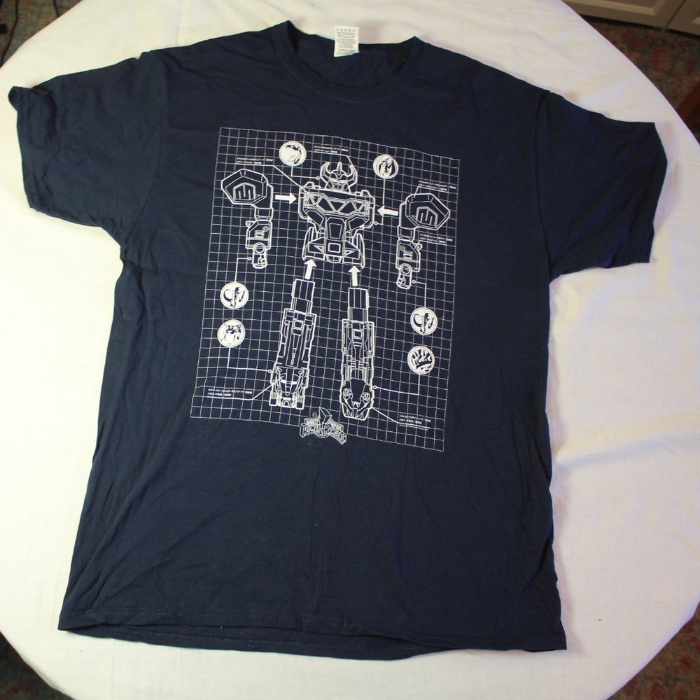Dark blue large power rangers blue print lootcrate shirt